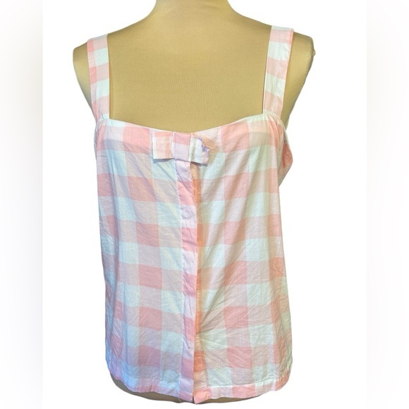 kate spade Tops - Kate Spade Women’s Wide Strap Smock  Button Down Pink White Gingham Bow …